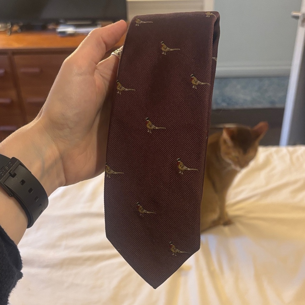 Polo by Ralph Lauren Burgundy Tie with Pheasant Design